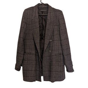 Zara - Plaid Blazer Jacket - Black/Grey